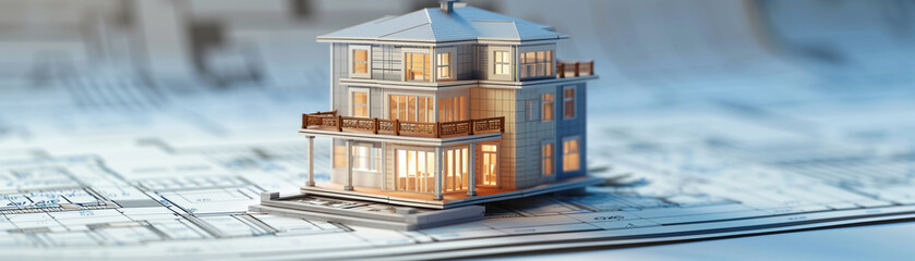 Detailed architectural blueprint of a miniature house model, precision and creativity in design