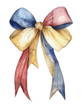 Vibrant Watercolor Ribbon Clipart Charming Hand Drawn Decorative Bow for Gifts Crafts and Elegant Designs