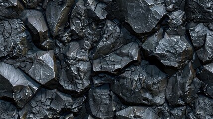 seamless texture of basalt with a fine-grained, dark grey to black color and sometimes with visible crystalline structures - obrazy, fototapety, plakaty