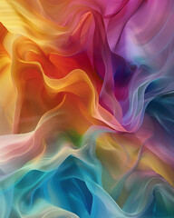 Smooth and fluid waves in a mesmerizing color gradient, capturing the serene flow of colors - obrazy, fototapety, plakaty