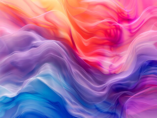 Smooth waves of color gradient flowing in a fluid, seamless motion, blending hues in a soothing pattern - obrazy, fototapety, plakaty