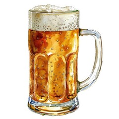 Refreshing Beer in a Classic Mug with Thick Foam and Bubbles - obrazy, fototapety, plakaty