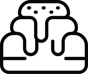 Fresh baked cinnamon buns icon outline vector. Delicious breakfast rolls. Glazed traditional dessert