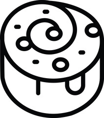 Obraz premium Sweet dough pastry roll icon outline vector. Breakfast baked bun. Delicious creamy dessert