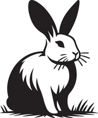 Cute Rabbit Illustration Black and White