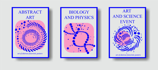Abstract futuristic posters with organic-like complex shapes. Set of science-themed covers and flyers.  - 787462111