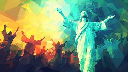 Fototapeta premium Geometric abstract illustration of the Resurrection of Jesus