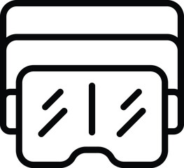 Obraz premium Augmented reality visor icon outline vector. Futuristic gadget. Videogame sensor headset