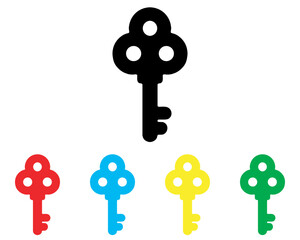 Key icon vector. Key icon sign symbol in trendy flat style. Set elements in colored icons. Key vector icon illustration isolated on white background