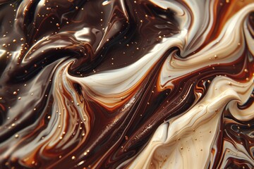 Elegant chocolate swirls with a luxurious glossy sheen ideal for backgrounds
