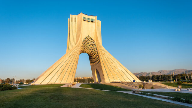 The Azadi Tower or Freedom Tower formerly known as the Shahyad Tower at dawn in Tehran, Iran.