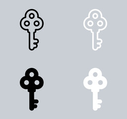 Set of Key icon. Key icon sign symbol in trendy flat style. Key vector icon illustration isolated on gray background