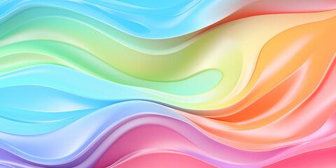 Seamless Pattern. Rainbow Liquid pastel wavy melted plastic texture. Wrinkle silicone sheet. Wrinkle background. Notches of rubber sheet. Art illustration-AI generated image - obrazy, fototapety, plakaty