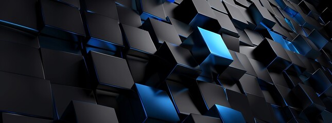 3d wallpaper, monochrome black and blue background with geometric shapes, high resolution, hdr