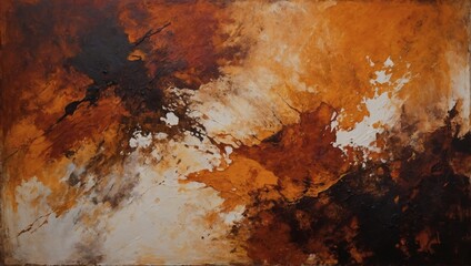 Abstract painting background texture with rust orange, burnt sienna, and pumpkin colors. - obrazy, fototapety, plakaty