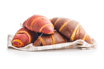 Freshly Baked fruity and Chocolate Croissants Isolated Against White Background - 787469372