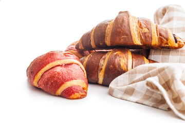 Freshly Baked fruity and Chocolate Croissants Isolated Against White Background - 787469388