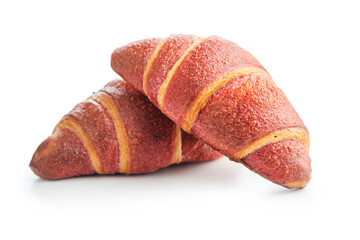 Freshly Baked Croissant with fruity flavor Isolated Against White Background - 787469503