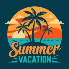 Summer t shirt design vector. Summer retro and vintage t shirt deign.