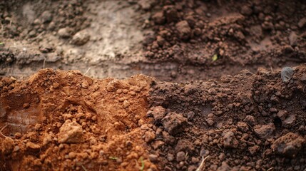 Two tiers of red soil and clay soil
