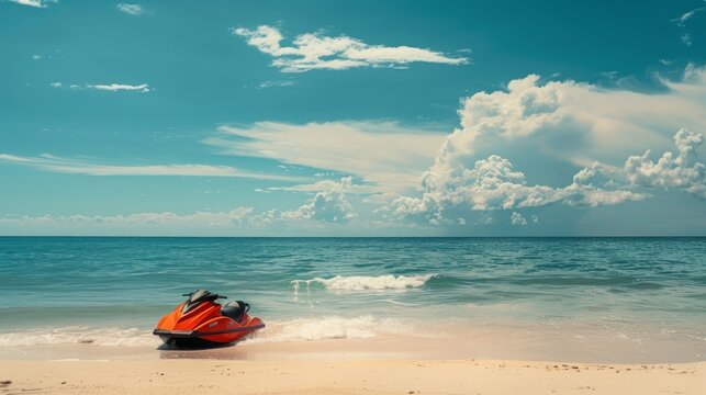 An action-packed image of a jetski speeding through the water, perfect for showcasing the thrill of water sports