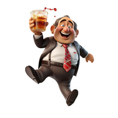 businessman running with beer