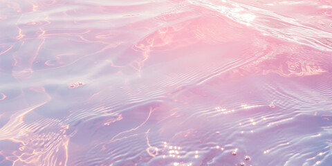 Pink and purple iridescent light on rippling water texture. Design for abstract background, serene...