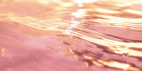 Golden light reflections on rippling water surface. Design for background, meditation poster, tranquil nature concept