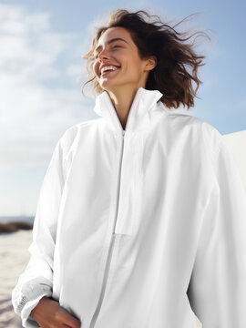 Women's windrunner jacket png mockup, transparent design