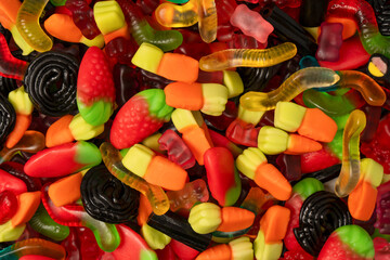 Assorted colorful gummy candies. Jelly  sweets.