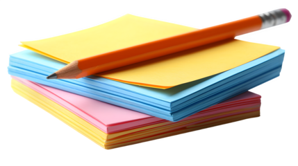 Stack of sticky notes isolated on a transparent background, PNG, Ai
