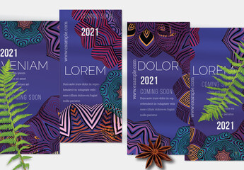 Flyer Layout with Ethnic Mandala Lace Flower Elements