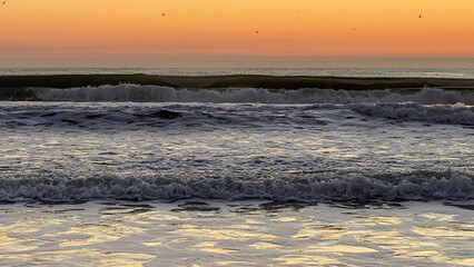 Ocean Waves on American Beach in Amelia Island Florida at Sunrise