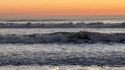 Ocean Waves on American Beach in Amelia Island Florida at Sunrise