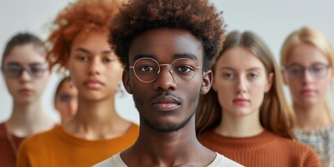 Fototapeta premium Large group of community interracial students. Isolated over white background. AI Generated