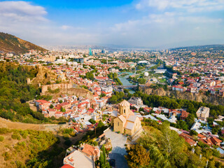 Fototapeta na wymiar Tbilisi old town aerial panoramic view