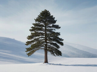 Lone Pine on Snowy Hill atop Snowy Mountain