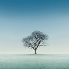 Minimalist Landscape feature a Lone Elegant tree