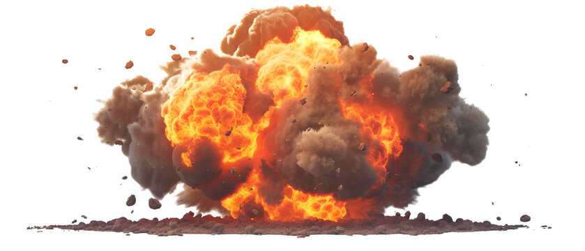 Nuclear Bomb Blast Isolated on White Background: PNG File for Creative Projects, Hand Edited Generative AI