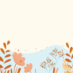 Background with color exotic leaves, flowers. Nature concept design. Modern floral compositions with summer branches in trendy flat simple style. Vector illustration for poster, banner, greeting card