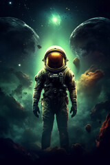 portrait of an astronaut on an exotic alien planet