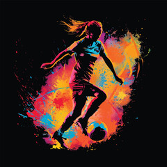 colorful women player silhouette vector Illustration,Generative AI