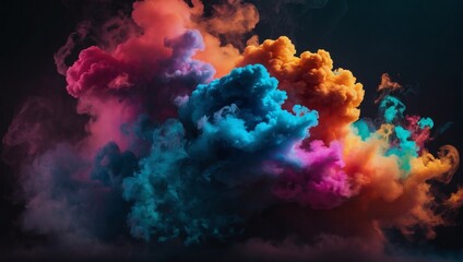 Fototapeta na wymiar Abstract vibrant, rainbow-hued smoke dispersing, vivid backdrop for advertising or design, wallpaper for devices.