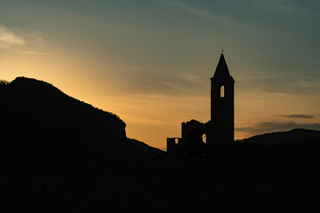 church in sunset
