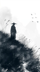 silhouette of a person in the forest