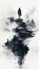 silhouette of a man on the mountain