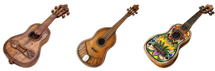 Collection of vihuela cutout png isolated on white or transparent background