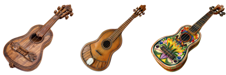Collection of vihuela cutout png isolated on white or transparent background