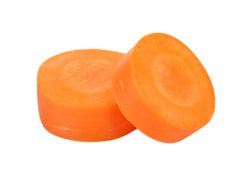 Slices of carrot isolated on transparent background. PNG