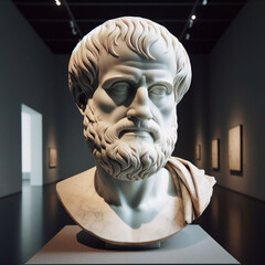 Aristotle bust sculpture, the Greek philosopher. Illustration of the sculpture of Aristotle. The Greek philosopher. Aristotle is a central figure in the history of Ancient Greek philosophy. - obrazy, fototapety, plakaty